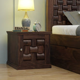 Olivia Solid Sheesham Wood Bedside Table (Walnut Finish)